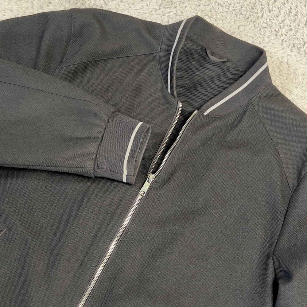 Zara Bomber Jacket Mens XL Black Textured Mesh Lined Slim Fit Smart Casual